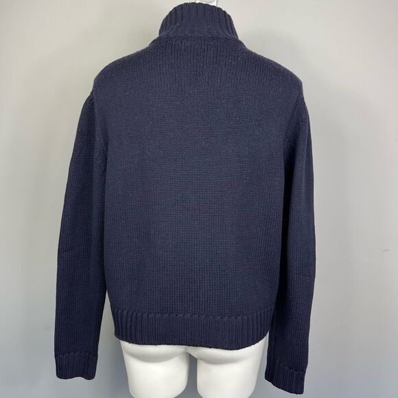 BRUNO MANETTI Merino Wool Boxy Quarter Zip Sweater Made In Italy Navy Blue M - Picture 9 of 16